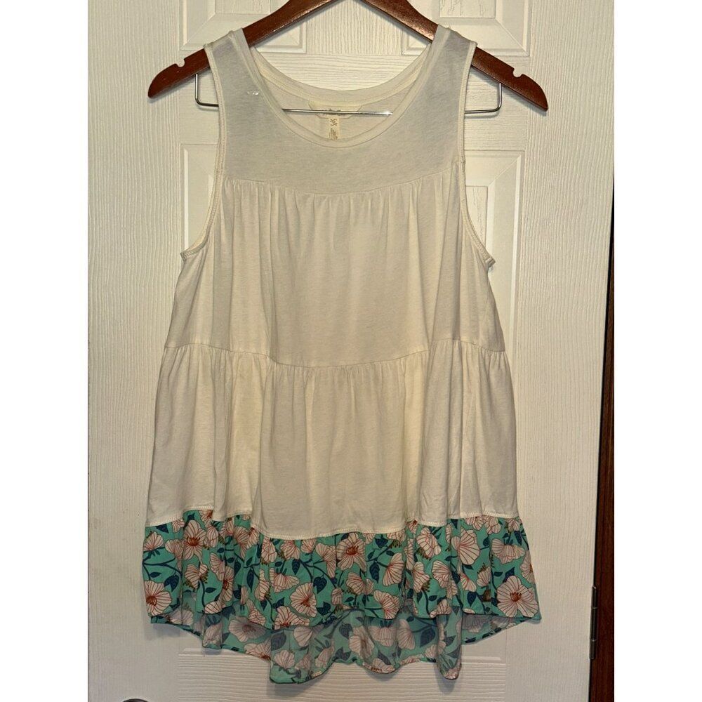 Matilda Jane Wonderment Meant To Be Tiered White Tank Top Size Med
